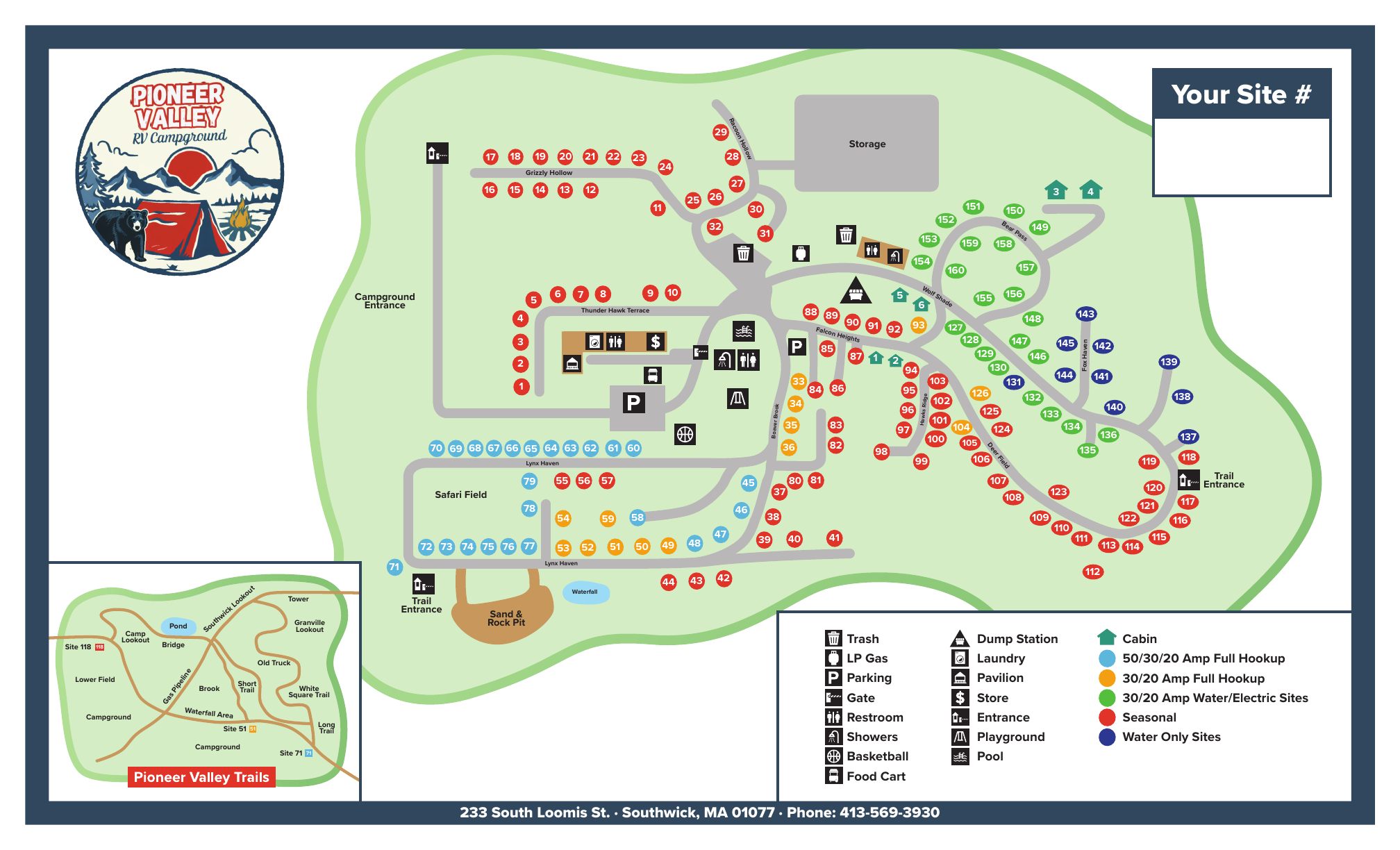 Official Pioneer Valley RV Campground site map